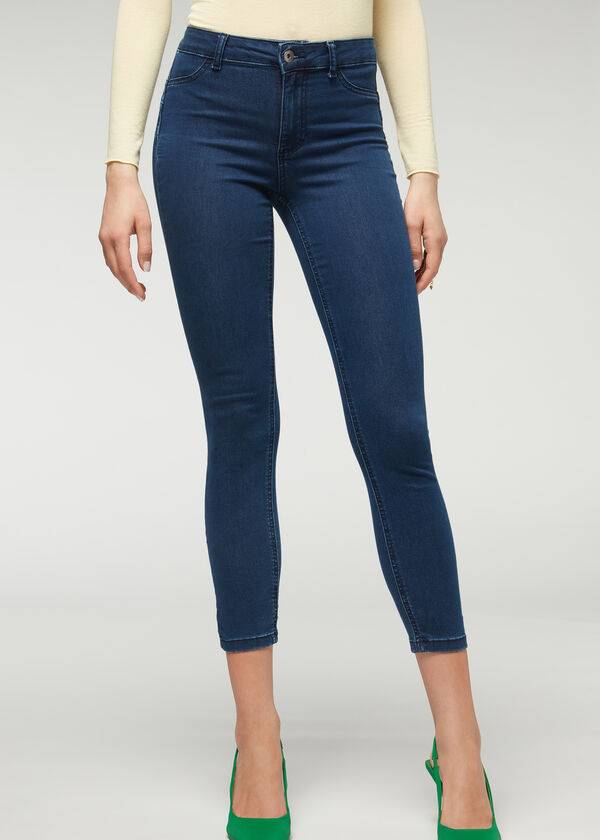 Calzedonia Push-up and soft touch Jeans Dame Mørkeblå | DK2609EX