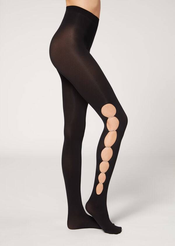 Calzedonia Rhinestone Cut Out 100 Denier Opaque Eco Patterned Tights Dame Sort | DK1121YU