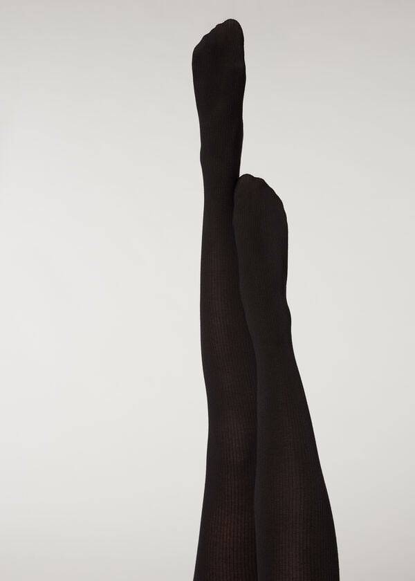 Calzedonia Ribbet Cashmere Blend Patterned Tights Dame Sort | DK1123IS