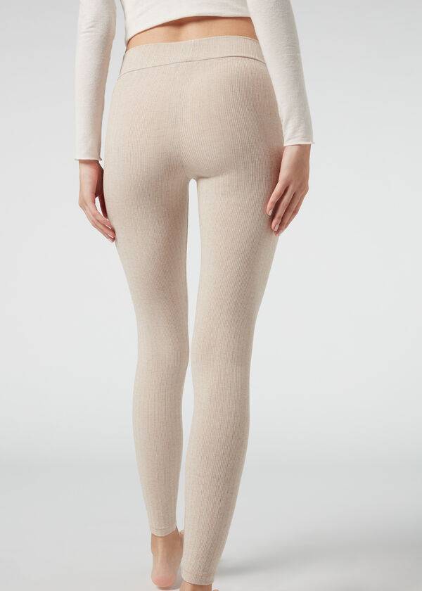 Calzedonia Ribbet with Cashmere Leggings Dame Beige | DK2674OR