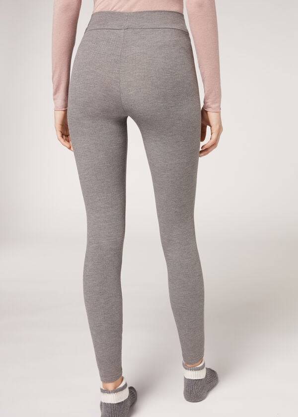 Calzedonia Ribbet with Cashmere Leggings Dame Grå | DK2676UT