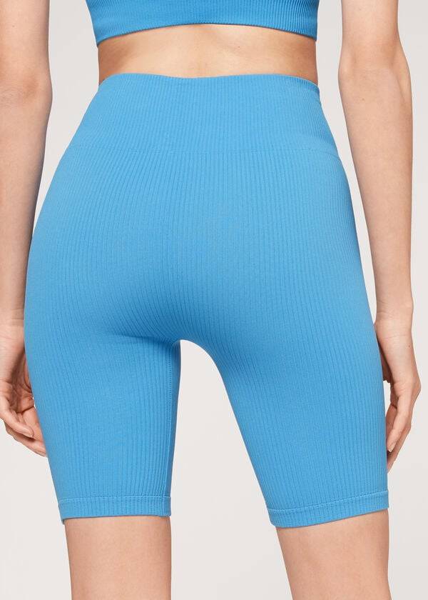 Calzedonia Seamless Atletiske Bike Leggings Dame Blå | DK2677YU