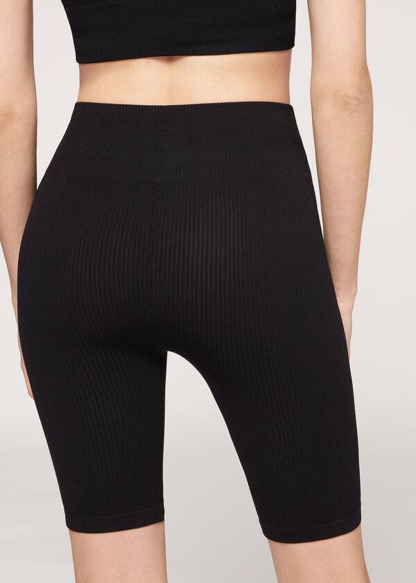 Calzedonia Seamless Atletiske Bike Leggings Dame Sort | DK2678TV