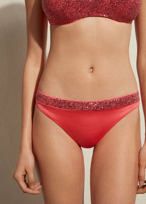 Calzedonia Sequined Cannes Bikini Underdele Dame Lyserød | DK1537YU