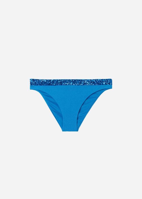 Calzedonia Sequined Cannes rosa Bikini Underdele Dame Blå | DK1541PQ