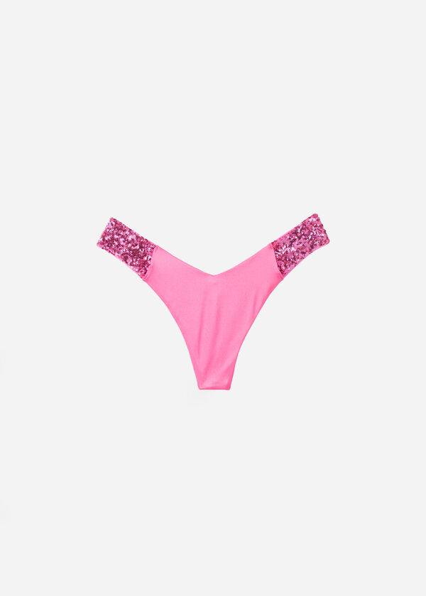 Calzedonia Sequined High-Cut Brazilian Cannes Cheeky Bikini Underdele Dame Lyserød | DK1546GL