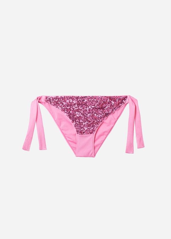 Calzedonia Sequined Side-Tie Cannes Bikini Underdele Dame Lyserød | DK1550LH