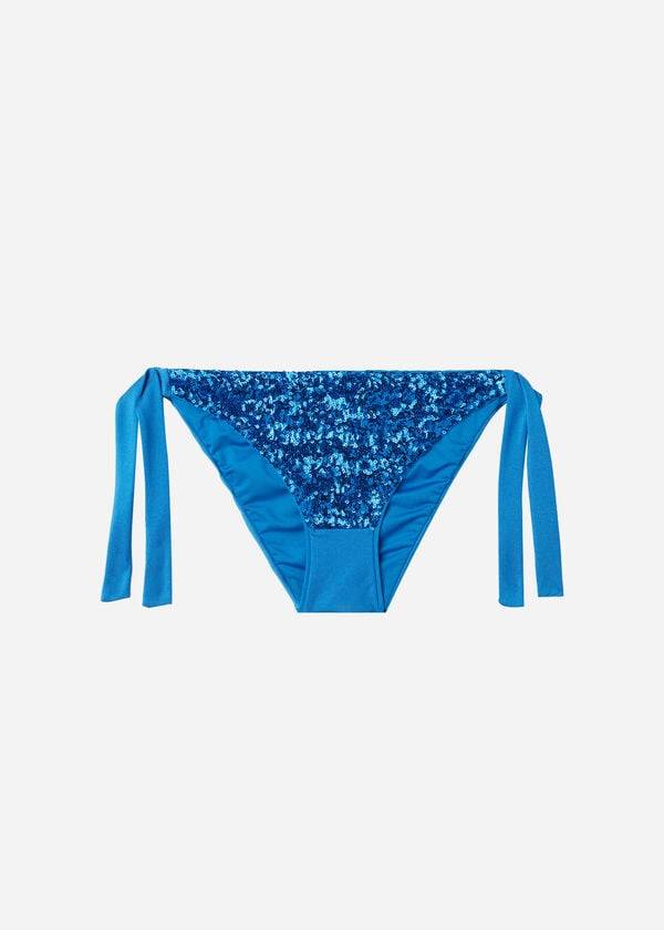 Calzedonia Sequined Side-Tie Cannes Bikini Underdele Dame Blå | DK1551ZG