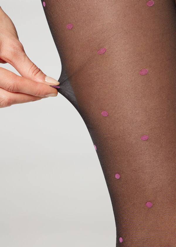 Calzedonia Sheer 30 Denier All-Over Polka-Dot Patterned Tights Dame Sort | DK1128DN