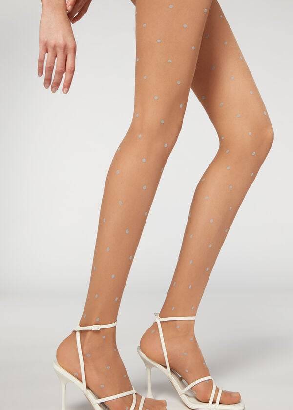 Calzedonia Sheer 30 Denier All-Over Polka-Dot Patterned Tights Dame Beige | DK1129FM