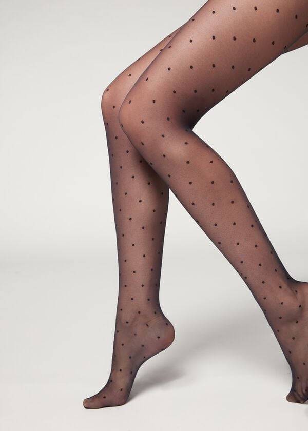 Calzedonia Sheer polka dot Tights Dame Blå | DK1234GL