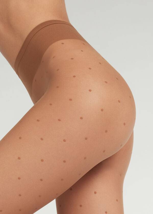 Calzedonia Sheer polka dot Tights Dame Beige | DK1235HK