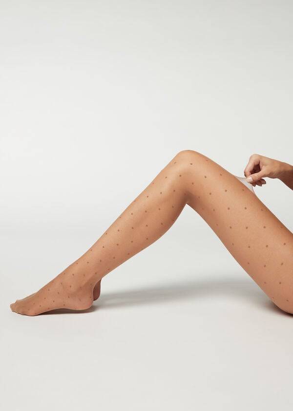 Calzedonia Sheer polka dot Tights Dame Beige | DK1235HK