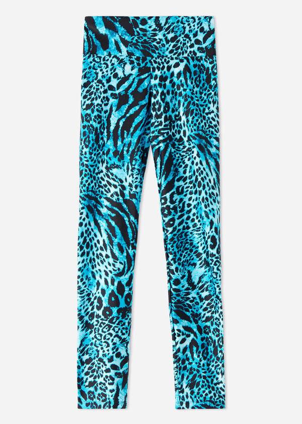 Calzedonia Shiny Animal-Print Atletiske Leggings Dame Turkis | DK2681WY