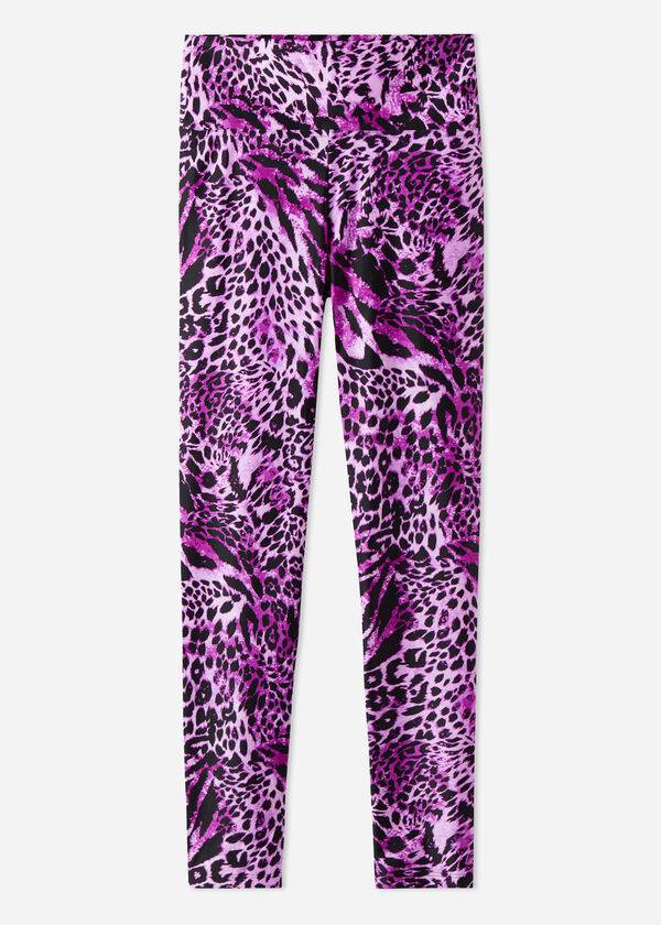 Calzedonia Shiny Animal-Print Atletiske Leggings Dame Lyserød | DK2682QZ