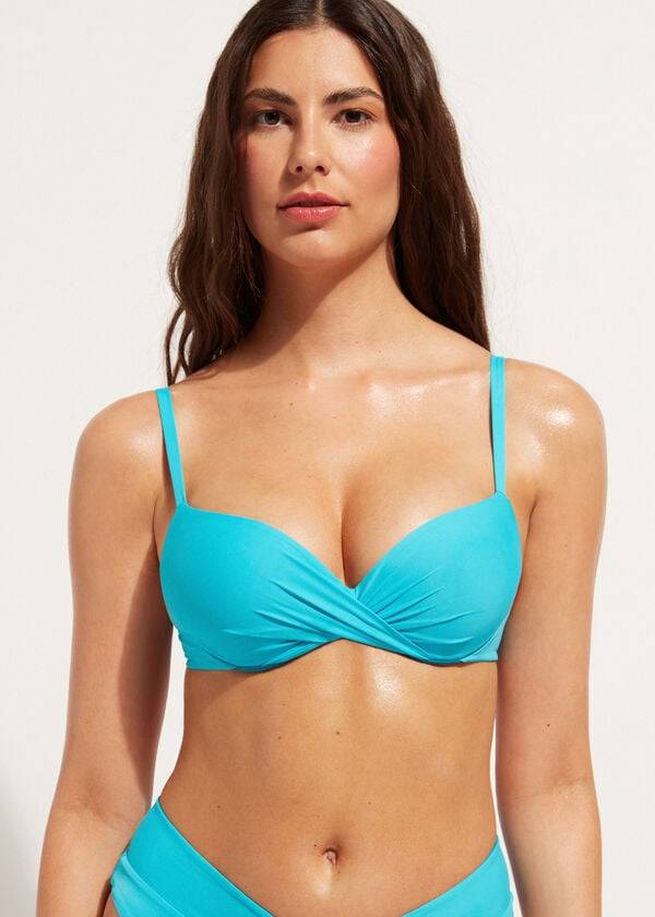 Calzedonia Soft Graduated Super Polstret Push-up Indonesia Bikini Toppe Dame Turkis | DK1960DN