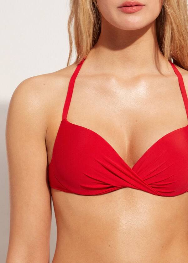 Calzedonia Soft Graduated Super Polstret Push-up Indonesia Bikini Toppe Dame Rød | DK1961FM