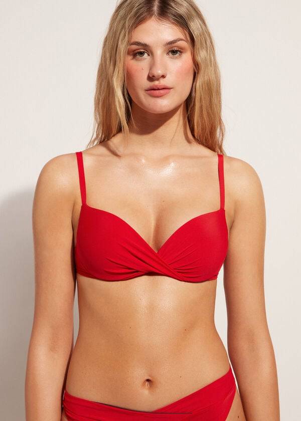 Calzedonia Soft Graduated Super Polstret Push-up Indonesia Bikini Toppe Dame Rød | DK1961FM