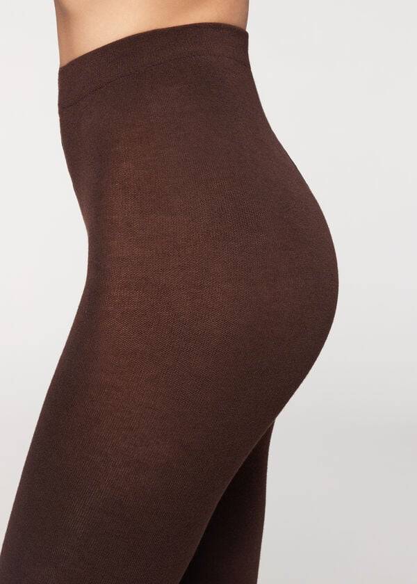 Calzedonia Soft Modal and Cashmere Blend Opaque Tights Dame Kaffe | DK1058XF