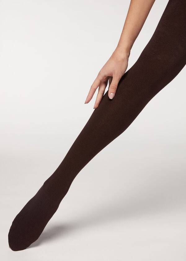 Calzedonia Soft Modal and Cashmere Blend Opaque Tights Dame Kaffe | DK1058XF