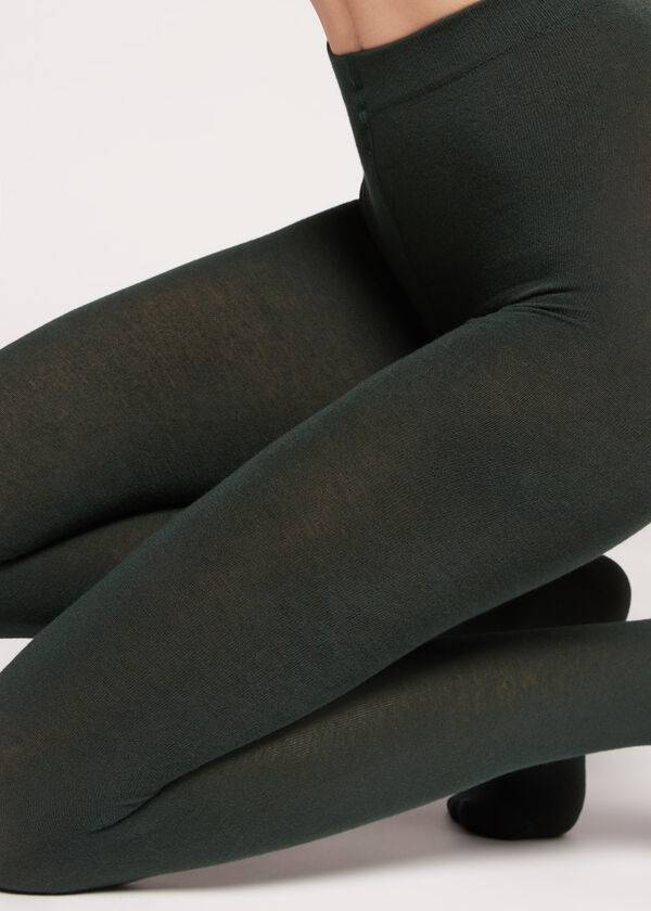 Calzedonia Soft Modal and Cashmere Blend Opaque Tights Dame Grøn | DK1060VD