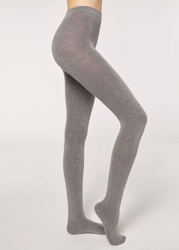 Calzedonia Soft Modal and Cashmere Blend Opaque Tights Dame Grå | DK1062NB