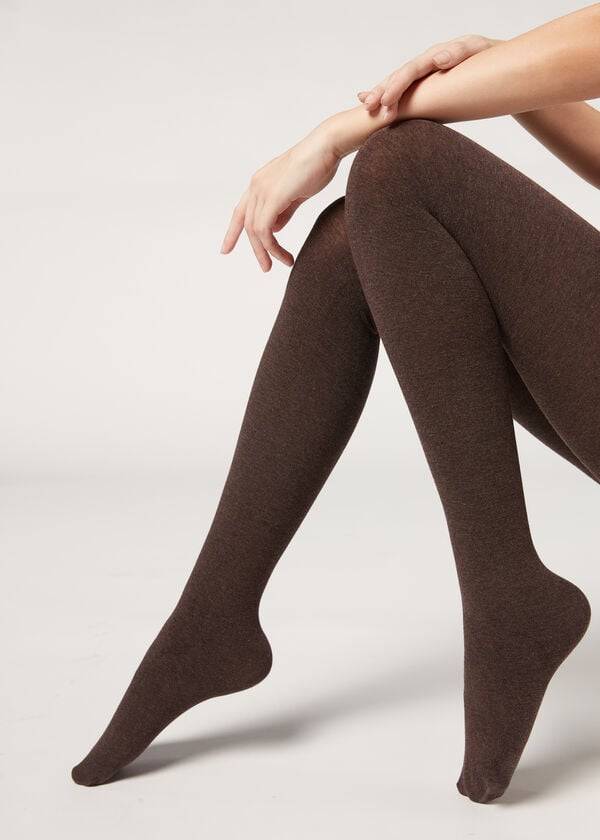 Calzedonia Soft Modal and Cashmere Blend Opaque Tights Dame Brune | DK1065WY