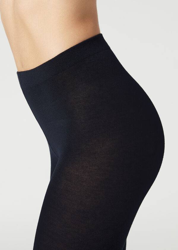 Calzedonia Soft Modal and Cashmere Blend Opaque Tights Dame Blå | DK1066EX