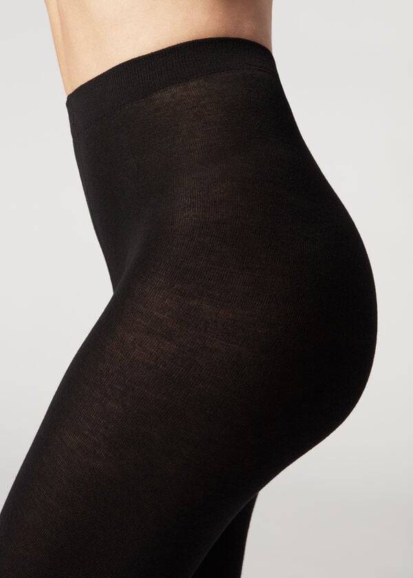 Calzedonia Soft Modal and Cashmere Blend Opaque Tights Dame Sort | DK1067RW