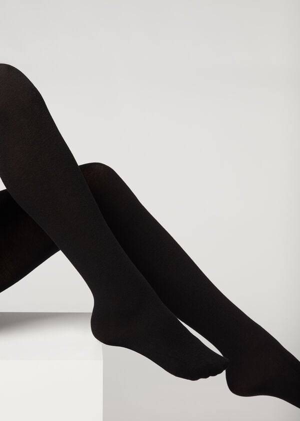 Calzedonia Soft Modal and Cashmere Blend Opaque Tights Dame Sort | DK1067RW