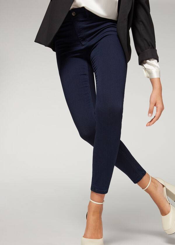 Calzedonia Soft Touch Thermal Mager Jeans Dame Mørkeblå | DK2611QZ