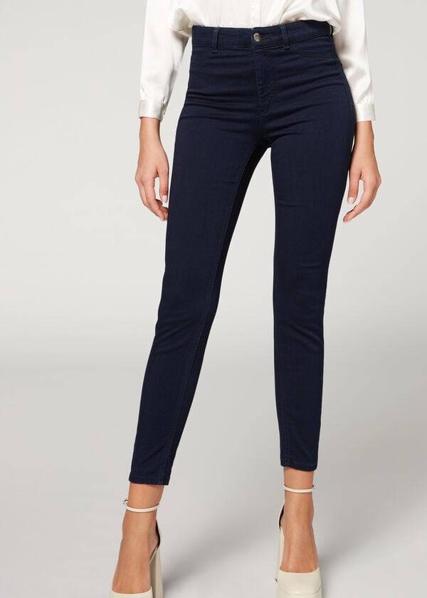 Calzedonia Soft Touch Thermal Mager Jeans Dame Mørkeblå | DK2611QZ