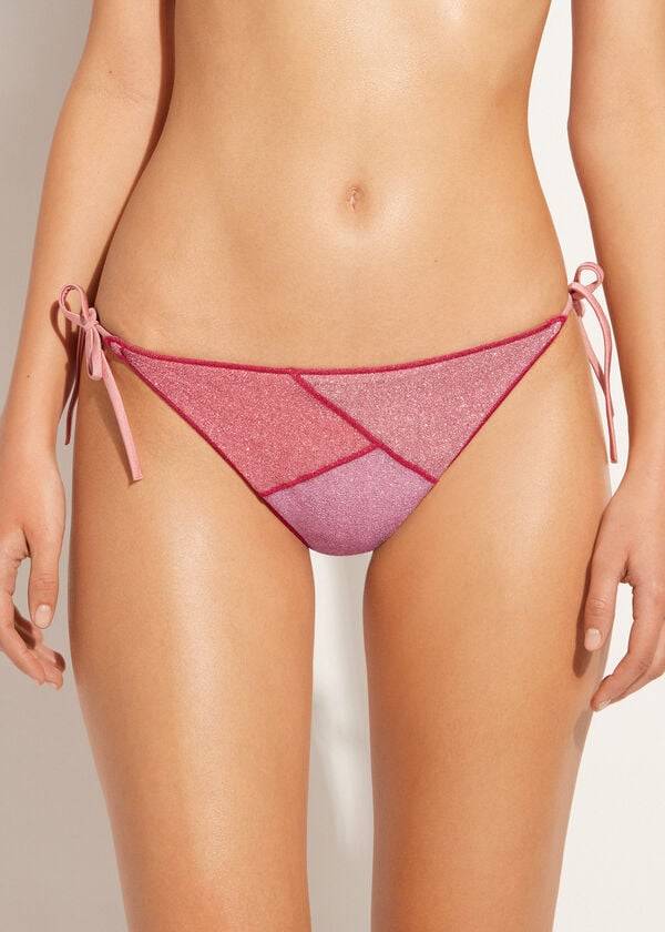 Calzedonia String Tie Lamé Lisbona Bikini Underdele Dame Lyserød | DK1621SO