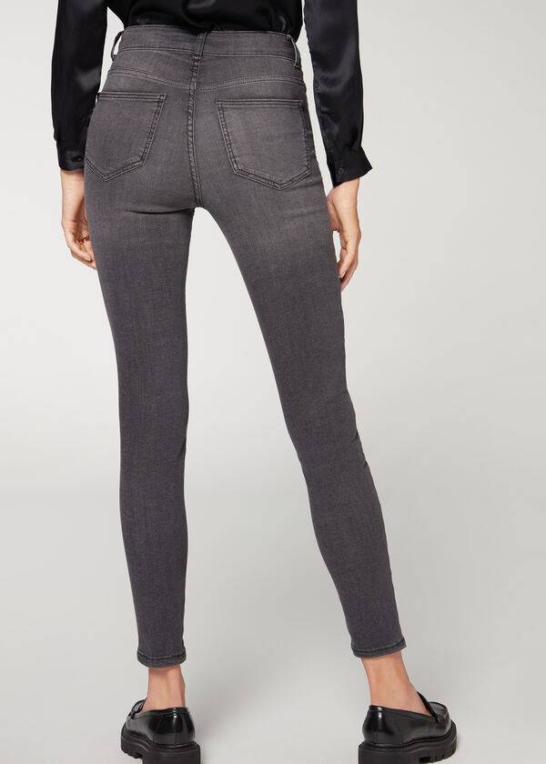 Calzedonia Super Flex Denim High Talje Superskinny Jeans Dame Grå | DK2616CE