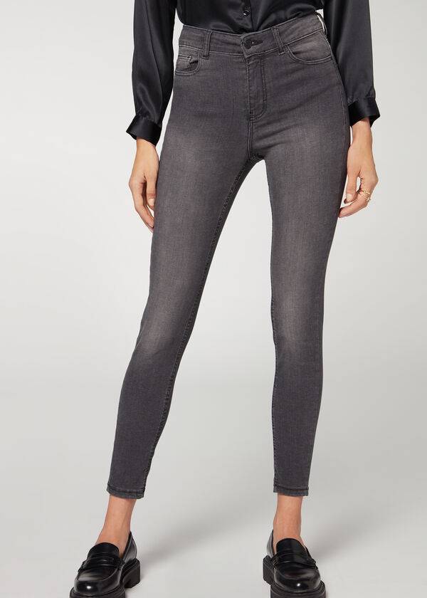 Calzedonia Super Flex Denim High Talje Superskinny Jeans Dame Grå | DK2616CE