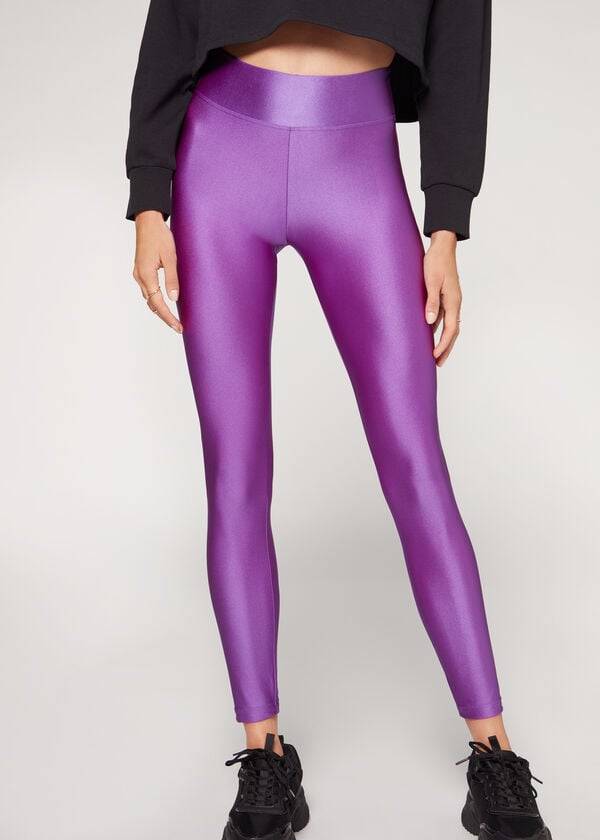 Calzedonia Super Shiny Leggings Dame Lilla | DK2691KI