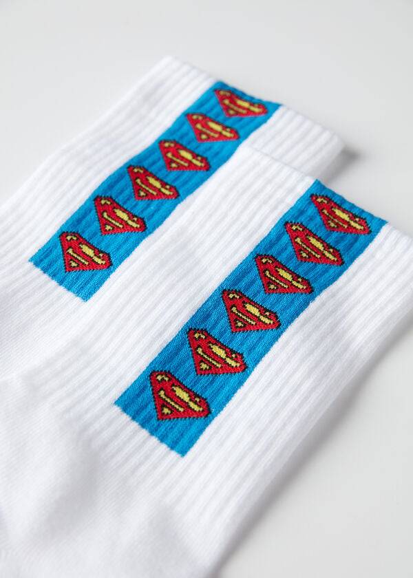 Calzedonia Superman Crew Sokker Herre Hvide Blå | DK2858SO