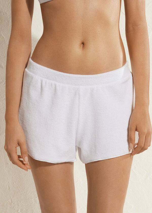 Calzedonia Terrycloth Shorts Cover Ups Dame Hvide | DK2150XF