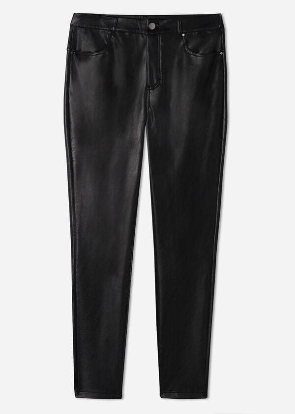 Calzedonia Thermal leather-effect Leggings Dame Sort | DK2701OR