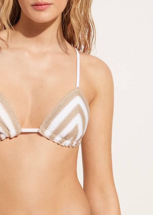 Calzedonia Triangle String Mumbai Bikini Toppe Dame Hvide Beige | DK2054EX