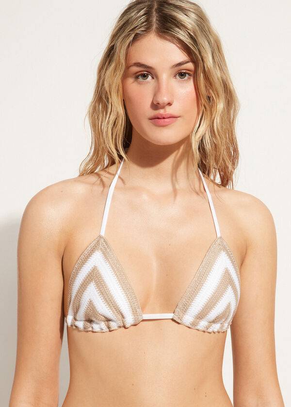 Calzedonia Triangle String Mumbai Bikini Toppe Dame Hvide Beige | DK2054EX