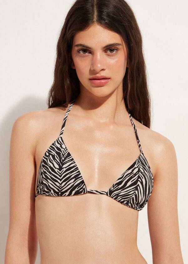 Calzedonia Triangle String Zebra Nairobi Bikini Toppe Dame Sort | DK2065FM