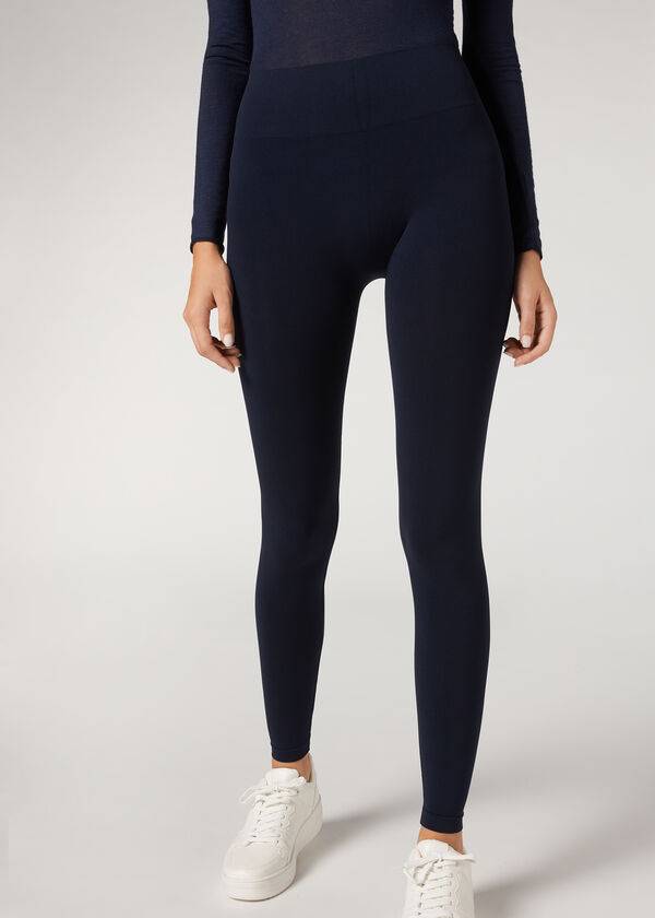 Calzedonia Ultra-Opaque Microfiber Leggings Dame Blå | DK2708WY